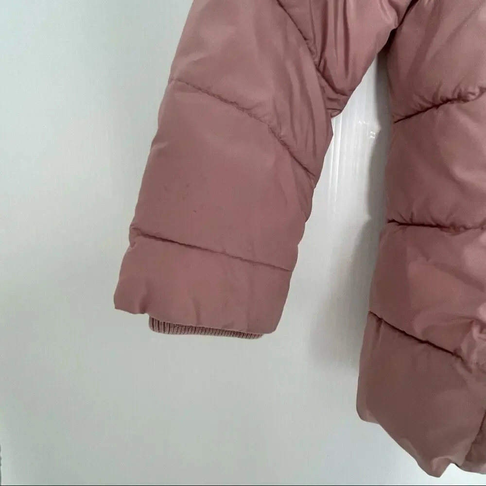 Gap Kids girls blush pink asymmetrical zip quilted puffer jacket